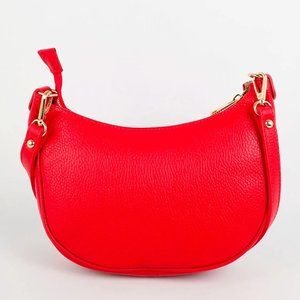 Red Crescent Crossbody Bag | Genuine Italian Leather | Luxury Shoulder Purse